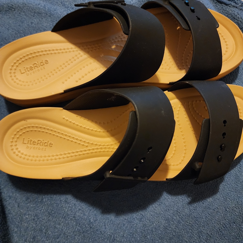 Black and Tan LiteRide Sandals by Crocs